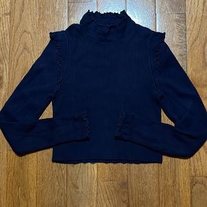 Free people ruffle knit long sleeve crop size small